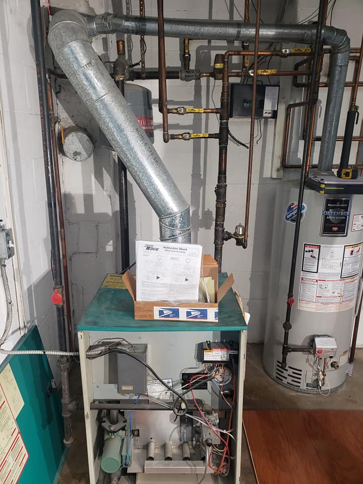Heating system repair in a Montgomery County basement